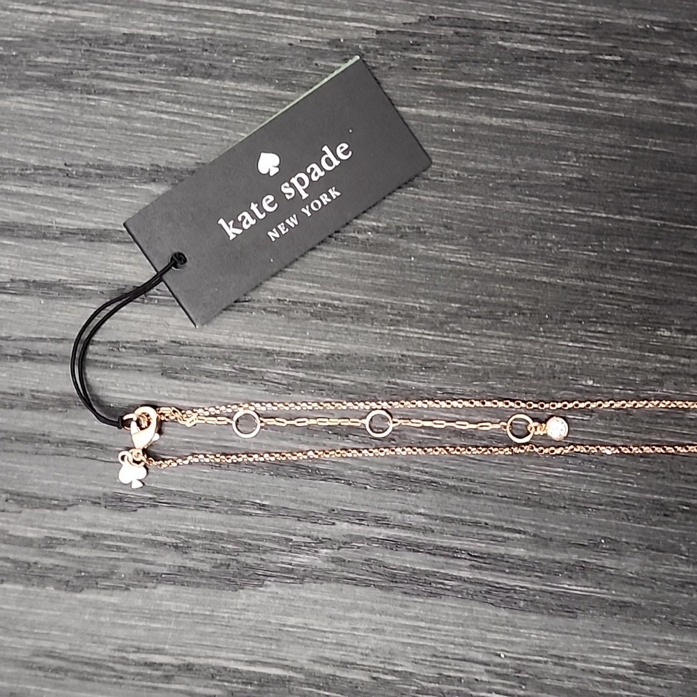 Kate Spade Yours Truly Pave Heart Mini Pendant Necklace Clear Rose Gold - Picture 7 of 16